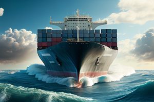 Shipping industry delivering cargo on large container ship ,generative artificial intelligence